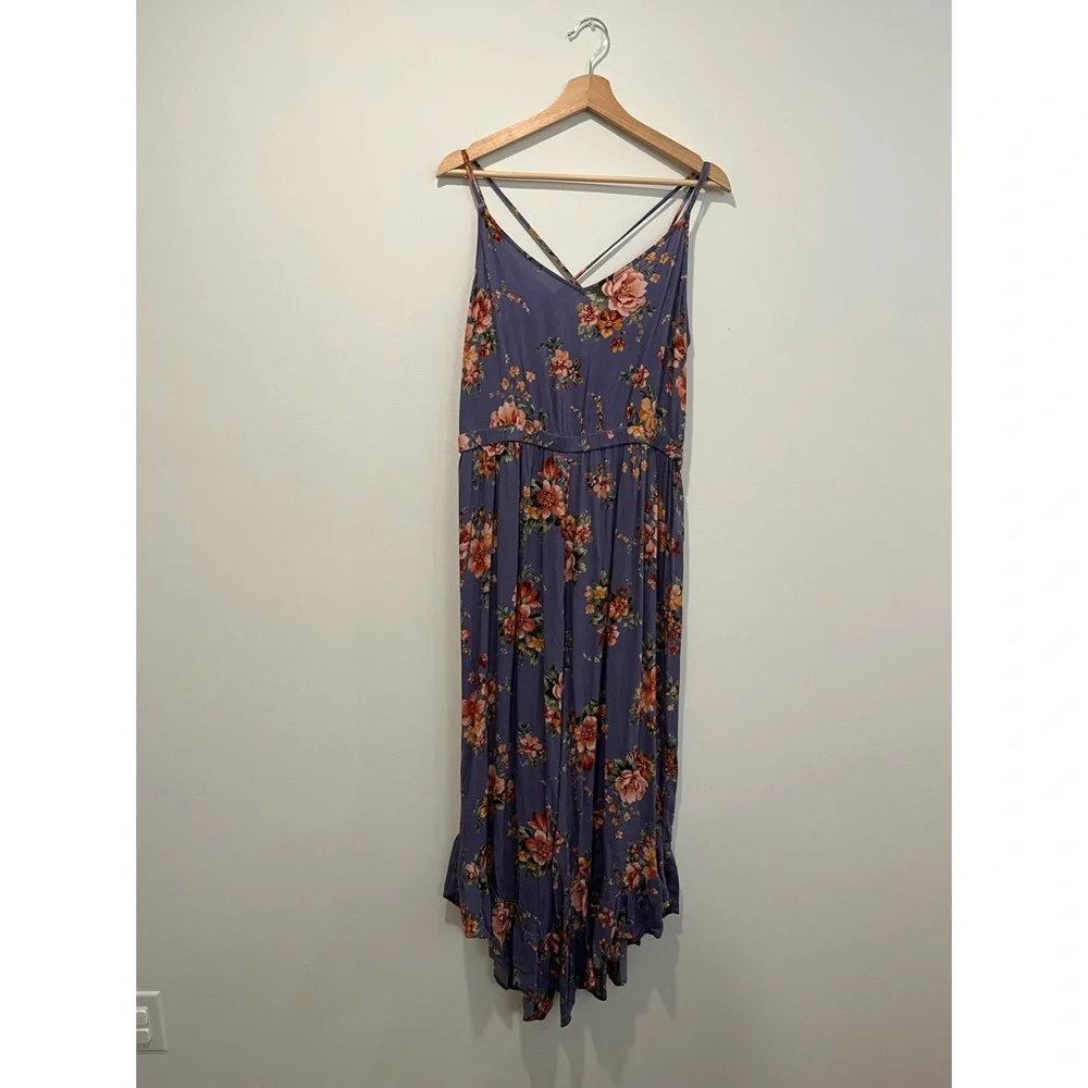 American Eagle Purple Floral Strappy Back Jumpsuit (NWT - minor damage) - Picture 1 of 7